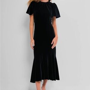 Tuckernuck Black Midi Dress - Black Velvet Elodie Dress - Black / M